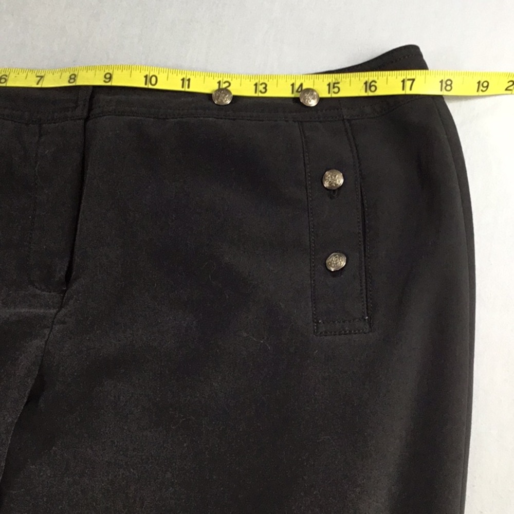 Dress Barn Nautical Black Button Wide Leg Crop Pants Professional Casual Size 14 - Picture 7 of 8